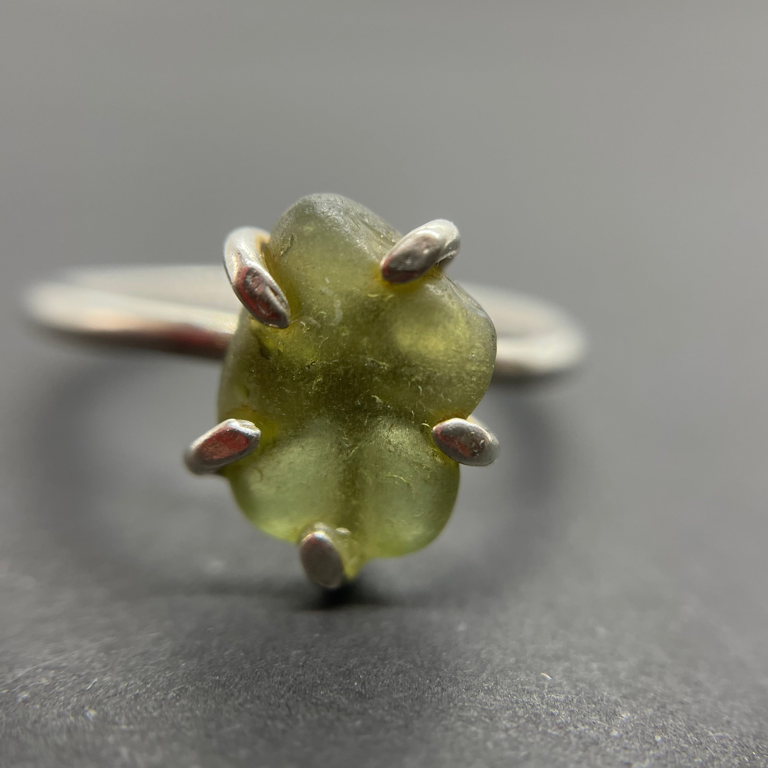 Sea Glass Claw Ring (UK L)