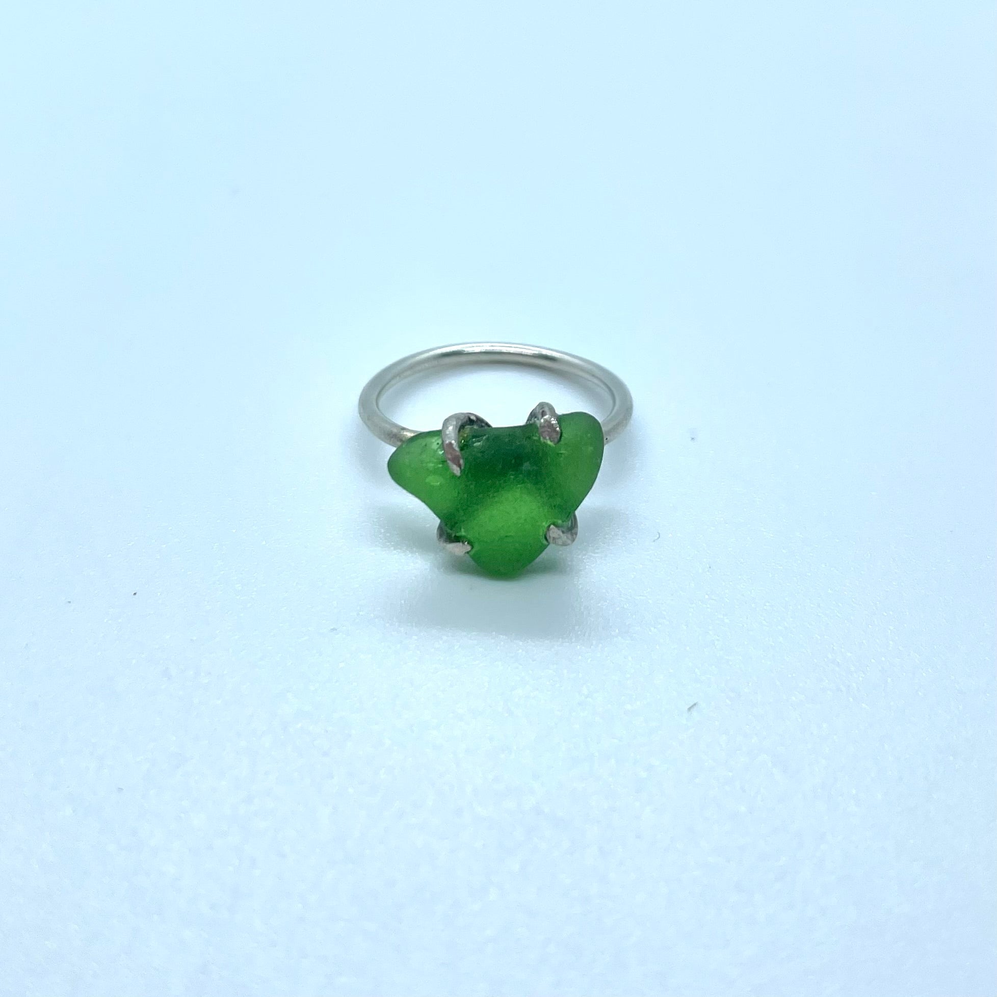 Sea Glass Claw Ring (UK M)