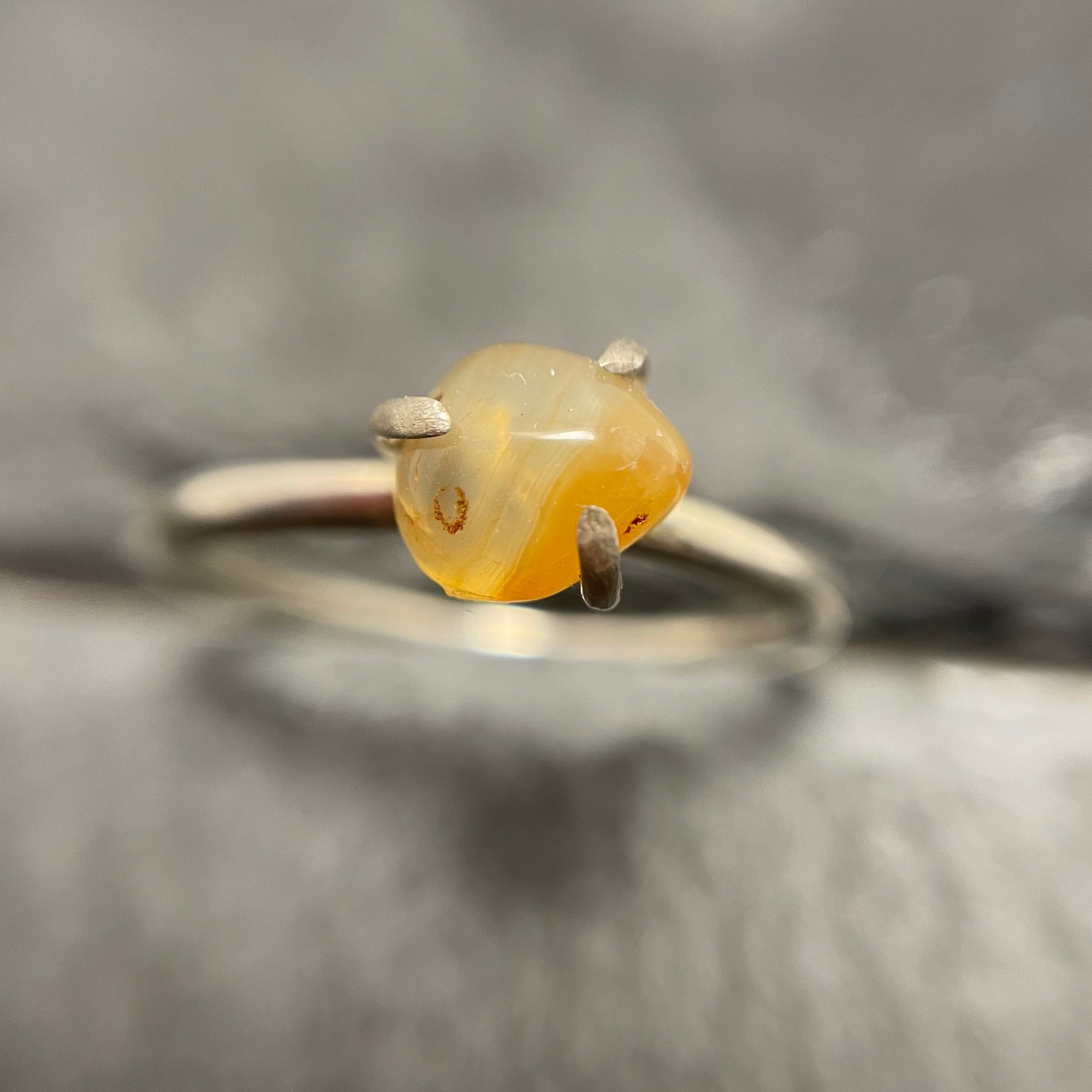 Citrine Claw Ring (UK T)