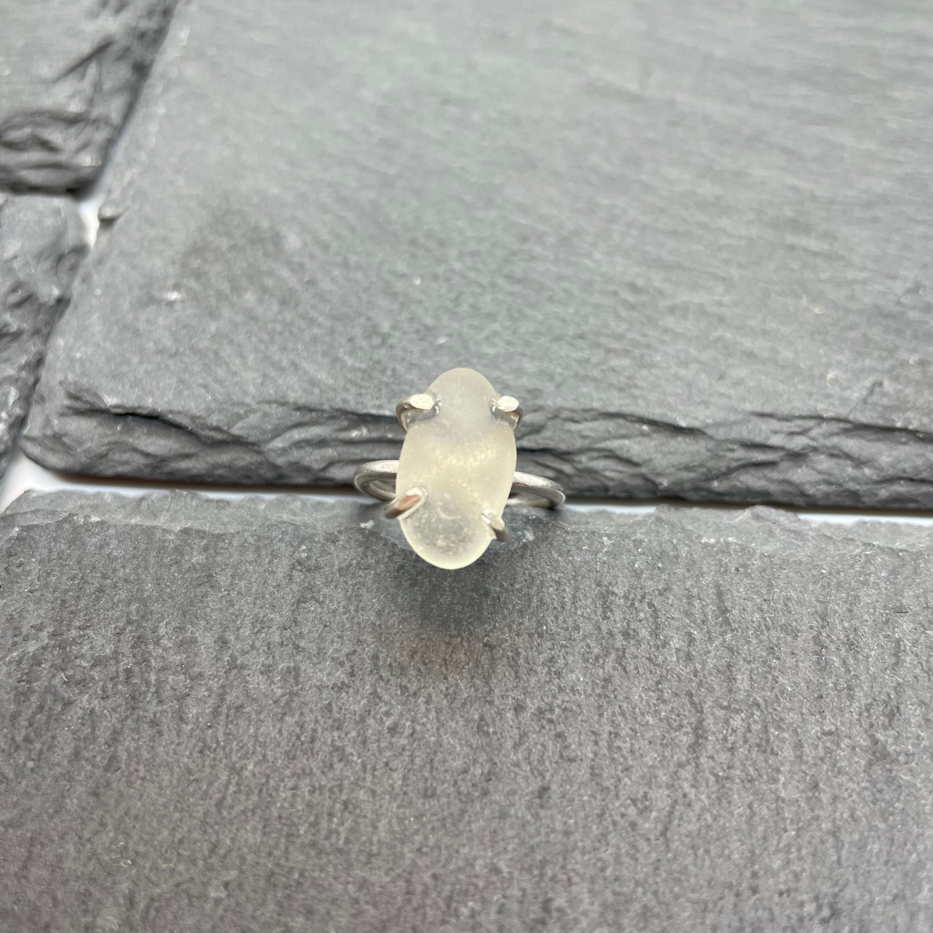 Sea Glass Claw Ring (UK F)